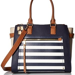 Aldo White & Navy Stripe Top Handle Shoulder Bag